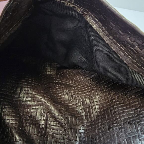 Aleya New York Genuine Woven Leather Brown Shoulder Purse Bag Vintage Travel - Picture 11 of 12